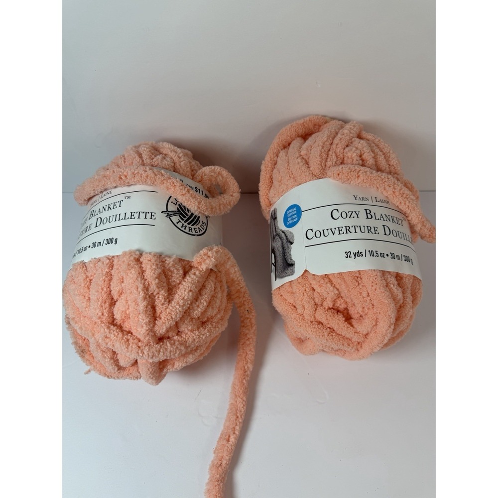 Loops & Threads Cozy Blanket Yarn Pink 10.5 Oz‎ 32 Yds Each Jumbo Lot Of 2